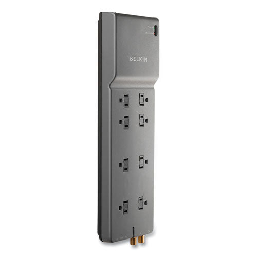 Image of Belkin® Home/Office Surge Protector, 8 AC Outlets, 12 ft Cord, 3,390 J, Dark Gray