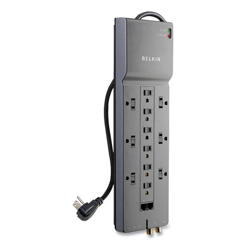Image of Belkin® Professional Series SurgeMaster Surge Protector, 12 AC Outlets, 10 ft Cord, 3,996 J, Dark Gray