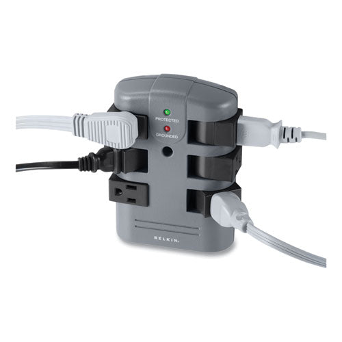 Image of Belkin® Pivot Plug Surge Protector, 6 AC Outlets, 1,080 J, Gray