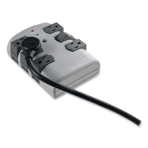 Image of Belkin® Pivot Plug Surge Protector, 6 AC Outlets, 1,080 J, Gray