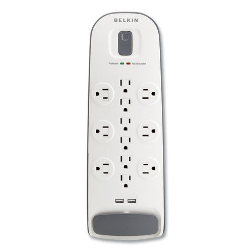 Image of Belkin® Home/Office Surge Protector, 12 AC Outlets, 6 ft Cord, 3,996 J, White/Black