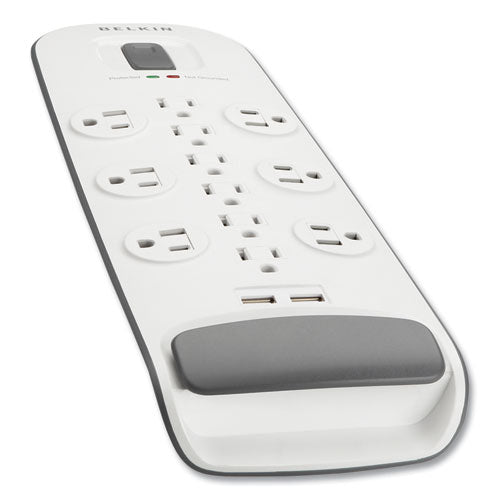 Image of Belkin® Home/Office Surge Protector, 12 AC Outlets, 6 ft Cord, 3,996 J, White/Black