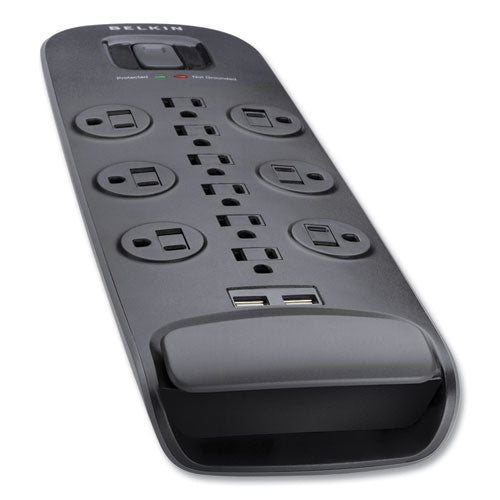Image of Belkin® Home/Office Surge Protector, 12 AC Outlets, 6 ft Cord, 3,996 J, White/Black