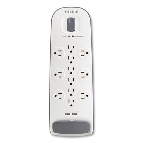Image of Belkin® Home/Office Surge Protector, 12 AC Outlets, 6 ft Cord, 3,996 J, White/Black