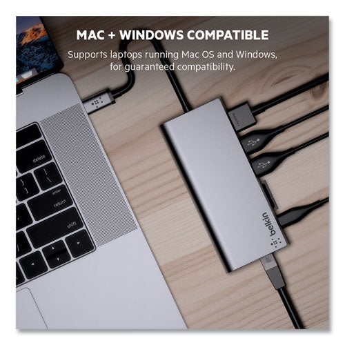 Image of Belkin® Usb-C Multimedia Hub, 6 Ports, Space Gray