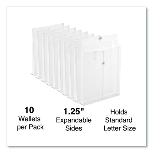 Image of Universal® Top Opening Poly Envelopes, 1.25" Expansion, Letter Size, Clear, 10/Pack