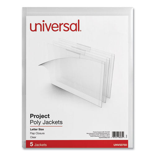 Image of Universal® Project Poly Jackets, Letter Size, Clear, 5/Pack