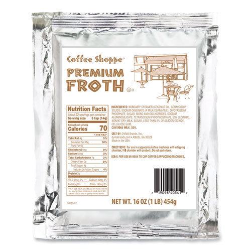 Image of Coffee Shoppe Premium Froth Topping, 1 lb Bag, 12/Carton