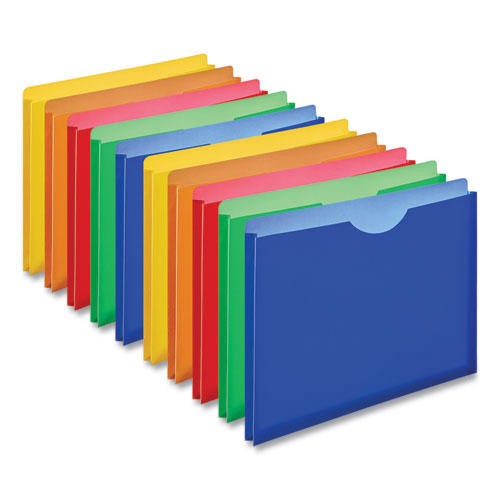 Image of Universal® Expanding Poly File Jackets, 1 Section, Straight Tab, Letter Size, Assorted, 10/Pack