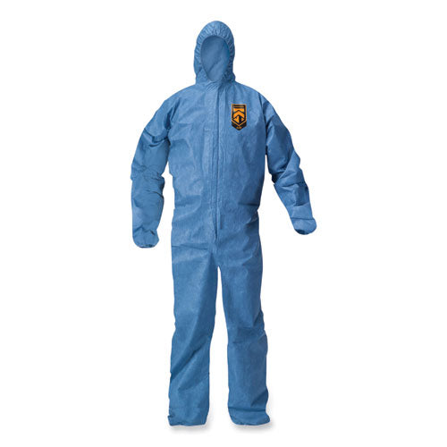 Image of KleenGuard A20 Breathable Particle Protection Coveralls, Zip Front, Hood, Elastic Back, Wrists, Ankles, 4X-Large, Blue, 20/Carton