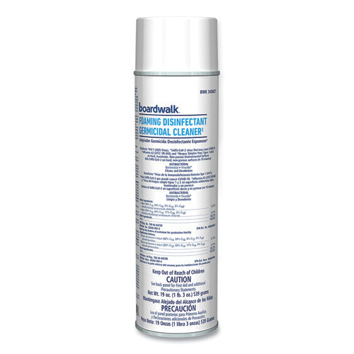 Image of Boardwalk® Foaming Disinfectant Germicidal Cleaner, Flowery Scent, 19 oz Aerosol Can, 12/Carton