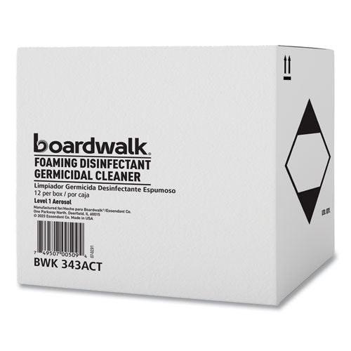 Image of Boardwalk® Foaming Disinfectant Germicidal Cleaner, Flowery Scent, 19 oz Aerosol Can, 12/Carton