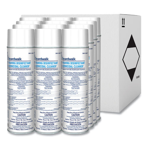 Image of Boardwalk® Foaming Disinfectant Germicidal Cleaner, Flowery Scent, 19 oz Aerosol Can, 12/Carton