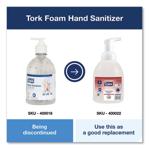 Image of Tork® Alcohol Foam Hand Sanitizer, 18 oz Pump Bottle, Unscented, 6/Carton