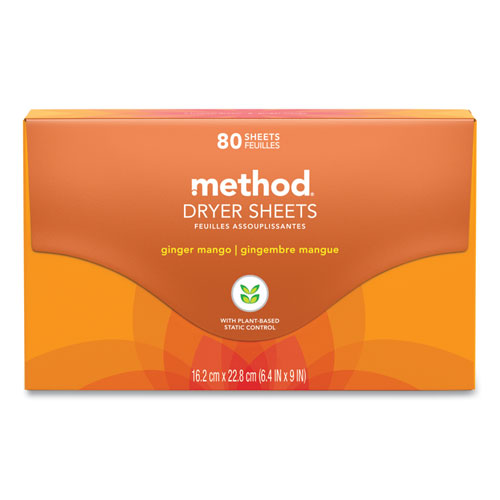 Image of Method® Dryer Sheets, Ginger Mango, 80/Box, 6 Boxes/Carton