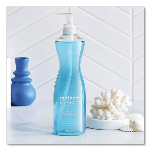 Image of Method® Dish Soap Pump, Hour-Glass Bottle Shape, Sea Minerals Scent, 18 oz Pump Bottle, 6/Carton