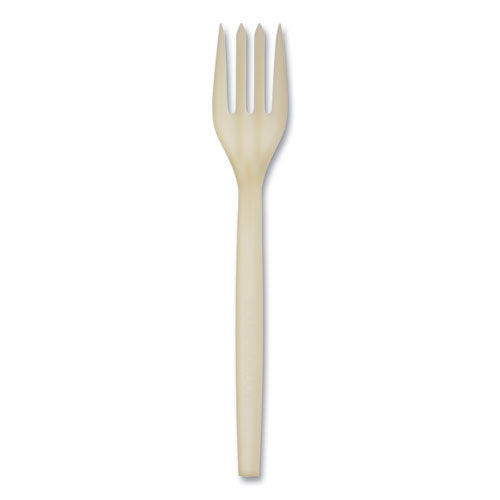 Image of WNA EcoSense Renewable Plant Starch Cutlery, Fork, Plastic, Cream, 50/Pack