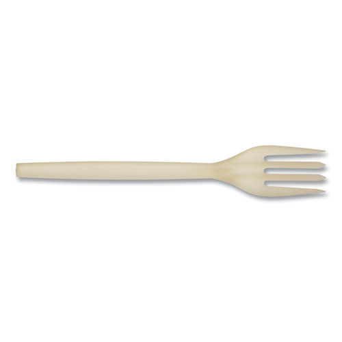 Image of WNA EcoSense Renewable Plant Starch Cutlery, Fork, Plastic, Cream, 50/Pack