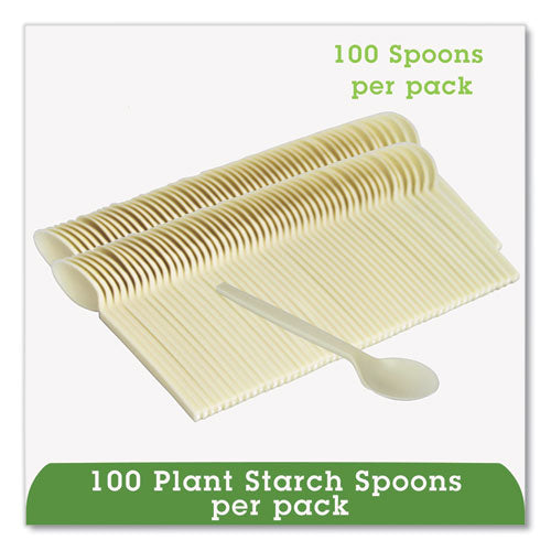 Image of WNA EcoSense Renewable Plant Starch Cutlery, Spoon, Plastic, Cream, 50/Pack