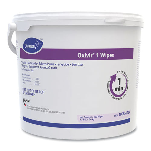Image of Diversey Oxivir 1 Wipes, 1-Ply, 11 x 12, 160/Canister, 4 Canisters/Carton