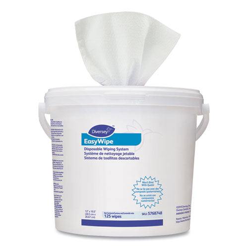 Image of Diversey Easywipe Disposable Wiping Refill, 8.63 x 24.88, White, 125/Bucket, 6/Carton