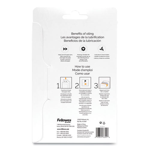 Image of Fellowes® Powershred Performance+ Lubricant Sheets, 8.5 x 6, 10/Pack