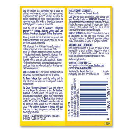 Image of LYSOL® Brand Disinfecting Wipes Flatpacks, 1-Ply, 6.69 x 7.87, Lemon and Lime Blossom, White, 15 Wipes/Flat Pack, 24 Flat Packs/Carton