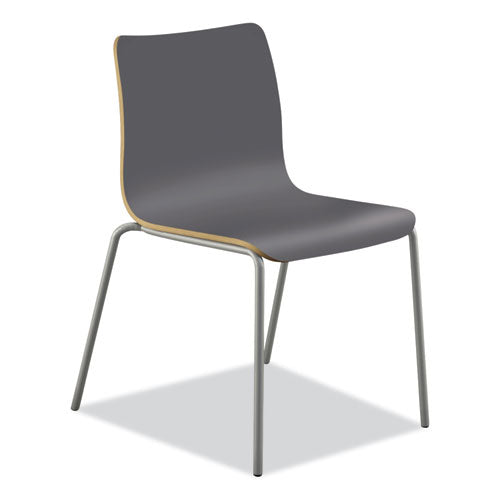 Image of HON® Ruck Laminate Chair, Supports Up to 300 lb, 18" Seat Height, Charcoal Seat/Back, Silver Base
