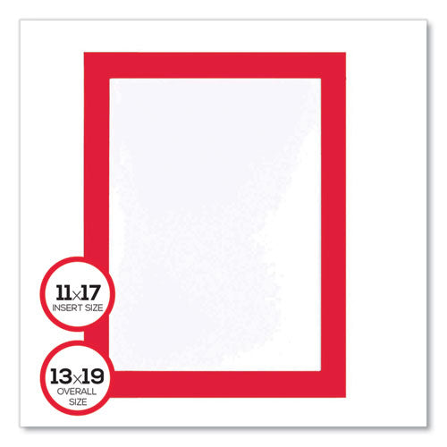 Image of deflecto® Self Adhesive Sign Holders, 11 x 17 Insert, Clear with Red Border, 2/Pack