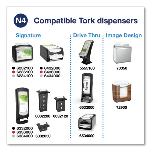 Image of Tork® Xpressnap Interfold Dispenser Napkins, 2-Ply, 6.5 x 8.5, White, 500/Pack, 12 Packs/Carton