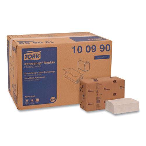 Image of Tork® Xpressnap Interfold Dispenser Napkins, 2-Ply, 6.5 x 8.5, White, 500/Pack, 12 Packs/Carton
