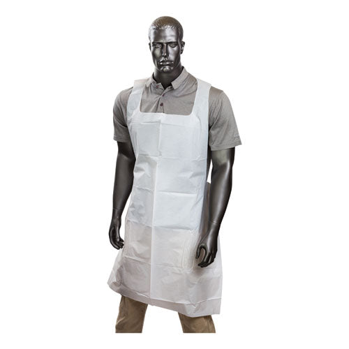 Image of AmerCareRoyal® Poly Apron, 28 x 46, One Size Fits All, White, 500/Carton