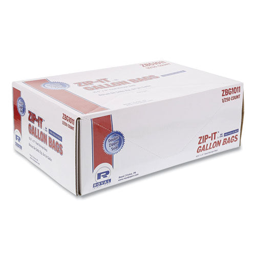 Image of AmerCareRoyal® Zipper Bags, Gallon, 10.5" x 10.98", Clear, 250/Carton