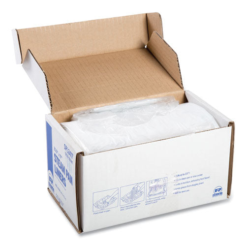 Image of AmerCareRoyal® Steam Pan Liners for 1/2-Size Pans, Includes Twist-Ties, 17" x 23.5", Clear, 250/Carton