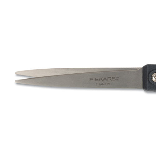 Image of Fiskars® Everyday Titanium Softgrip Scissors, 8" Long, 3.1" Cut Length, Straight Dark Gray Handle