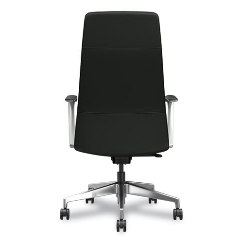 Image of HON® Cofi Executive High Back Chair, Supports Up to 300 lb, 15.5 to 20.5 Seat Height, Black Seat/Back, Polished Aluminum Base