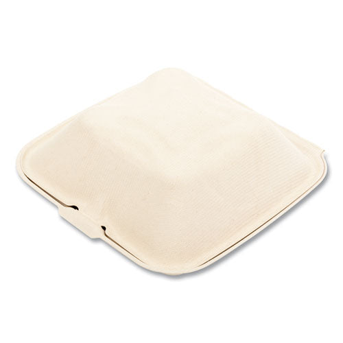 Image of Boardwalk® Bagasse PFAS-Free Food Containers, 6 x 6 x 3.19, Tan, Sugarcane, 500/Carton