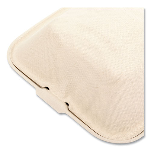 Image of Boardwalk® Bagasse PFAS-Free Food Containers, 6 x 6 x 3.19, Tan, Sugarcane, 500/Carton