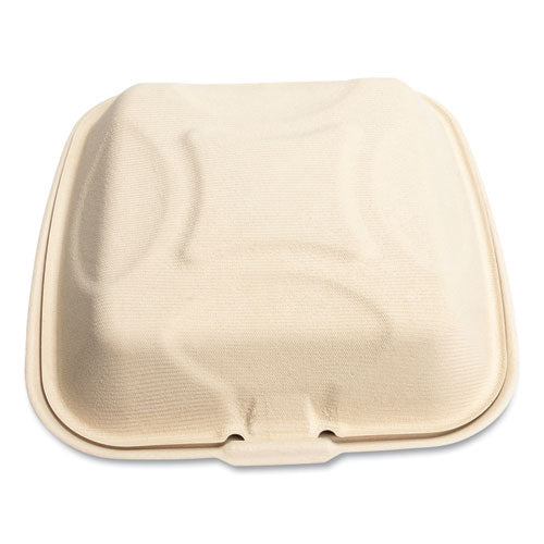 Image of Boardwalk® Bagasse PFAS-Free Food Containers, 9 x 9 x 3.19, Tan, Sugarcane, 100/Sleeve, 2 Sleeves/Carton