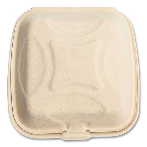 Image of Boardwalk® Bagasse PFAS-Free Food Containers, 9 x 9 x 3.19, Tan, Sugarcane, 100/Sleeve, 2 Sleeves/Carton