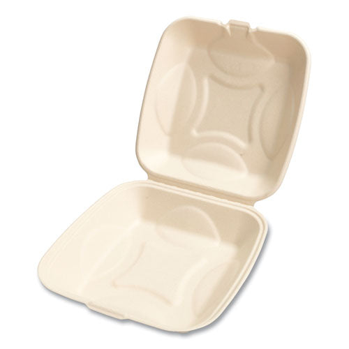 Image of Boardwalk® Bagasse PFAS-Free Food Containers, 9 x 9 x 3.19, Tan, Sugarcane, 100/Sleeve, 2 Sleeves/Carton