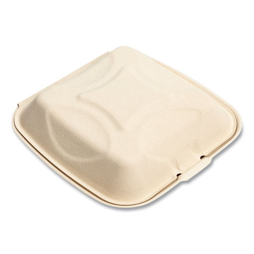 Image of Boardwalk® Bagasse PFAS-Free Food Containers, 9 x 9 x 3.19, Tan, Sugarcane, 100/Sleeve, 2 Sleeves/Carton