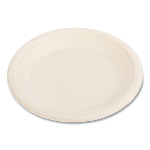 Image of Boardwalk® Bagasse PFAS-Free Dinnerware, Plate, Sugarcane, 6" dia, Tan, 1,000/Carton