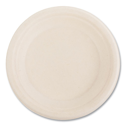 Image of Boardwalk® Bagasse PFAS-Free Dinnerware, Plate, Sugarcane, 6" dia, Tan, 1,000/Carton