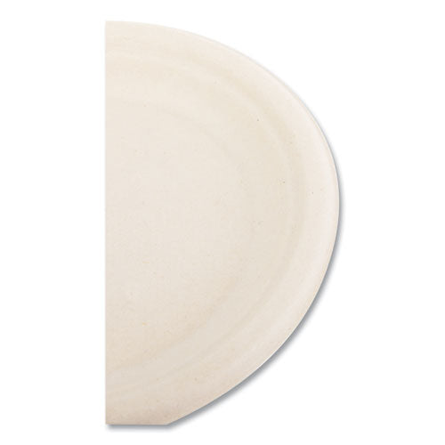 Image of Boardwalk® Bagasse PFAS-Free Dinnerware, Plate, Sugarcane, 6" dia, Tan, 1,000/Carton