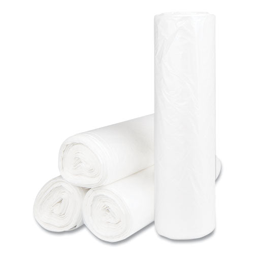 Image of Inteplast Group High-Density Commercial Can Liners, 56 gal, 14 mic, 43" x 48", Natural, Interleaved Roll, 25 Bags/Roll, 8 Rolls/Carton