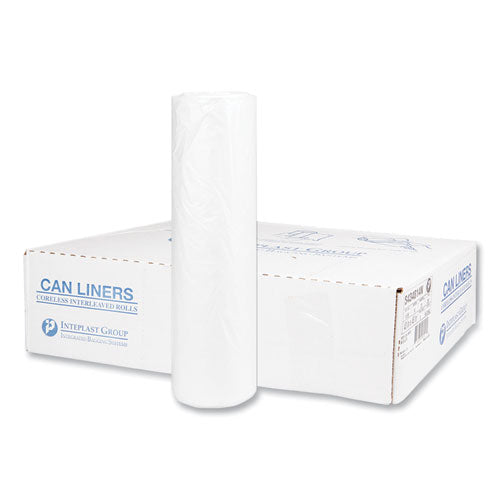 Image of Inteplast Group High-Density Commercial Can Liners, 56 gal, 14 mic, 43" x 48", Natural, Interleaved Roll, 25 Bags/Roll, 8 Rolls/Carton