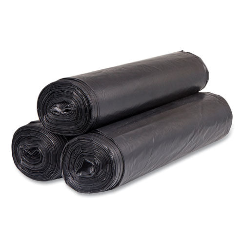 Image of Inteplast Group High-Density Commercial Can Liners, 56 gal, 22 mic, 43" x 48", Black, Interleaved Roll, 25 Bags/Roll, 6 Rolls/Carton