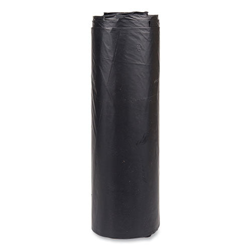 Image of Inteplast Group High-Density Commercial Can Liners, 56 gal, 22 mic, 43" x 48", Black, Interleaved Roll, 25 Bags/Roll, 6 Rolls/Carton