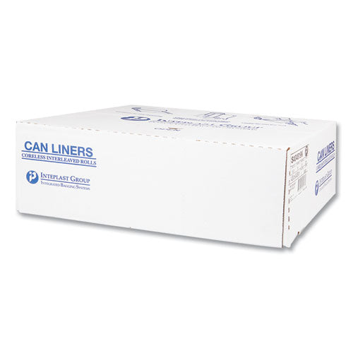 Image of Inteplast Group High-Density Commercial Can Liners, 56 gal, 22 mic, 43" x 48", Black, Interleaved Roll, 25 Bags/Roll, 6 Rolls/Carton
